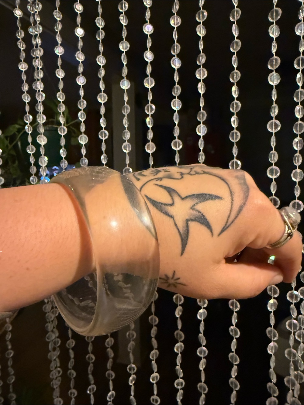 Clear Chunky Funky Bangle Bracelet - Transparent Stackable Cuff